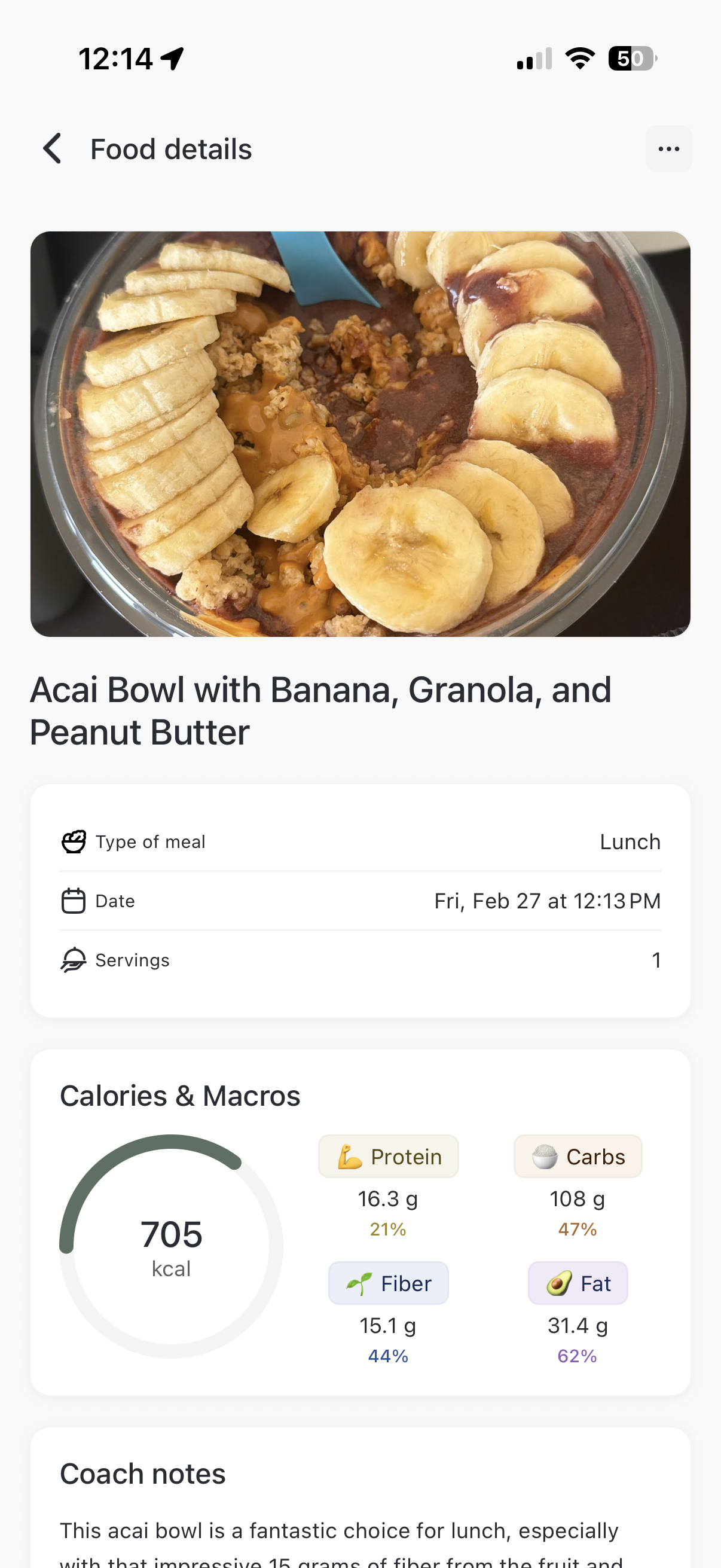 Ben's screenshot of acai bowl in Alnu app
